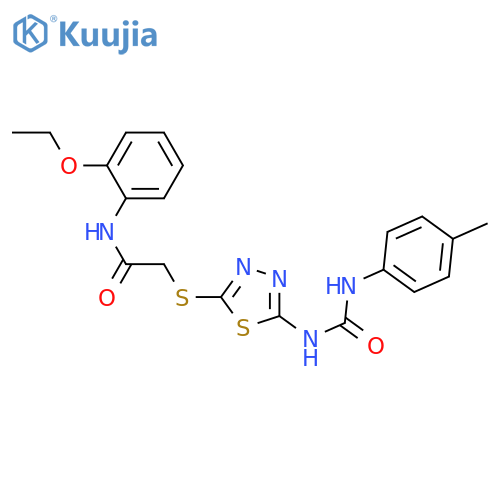 N-(2-ethoxyphenyl)-2-(5-{(4-methylphenyl)carbamoylamino}-1,3,4-thiadiazol-2-yl)sulfanylacetamide structure