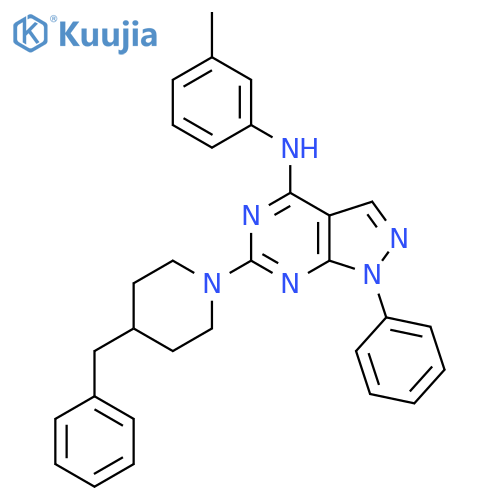 6-(4-benzylpiperidin-1-yl)-N-(3-methylphenyl)-1-phenyl-1H-pyrazolo[3,4-d]pyrimidin-4-amine structure