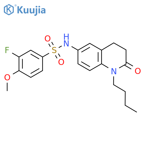 N-(1-butyl-2-oxo-1,2,3,4-tetrahydroquinolin-6-yl)-3-fluoro-4-methoxybenzene-1-sulfonamide structure