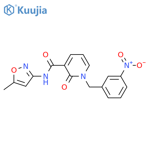 N-(5-methyl-1,2-oxazol-3-yl)-1-(3-nitrophenyl)methyl-2-oxo-1,2-dihydropyridine-3-carboxamide structure