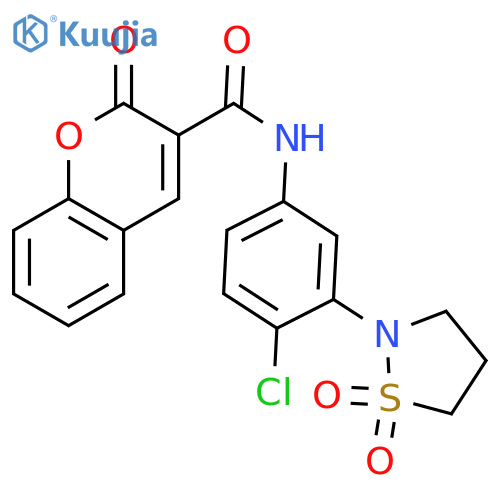 N-4-chloro-3-(1,1-dioxo-1lambda6,2-thiazolidin-2-yl)phenyl-2-oxo-2H-chromene-3-carboxamide structure