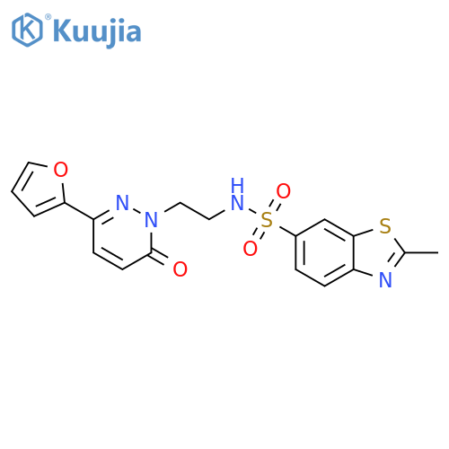N-{2-3-(furan-2-yl)-6-oxo-1,6-dihydropyridazin-1-ylethyl}-2-methyl-1,3-benzothiazole-6-sulfonamide structure
