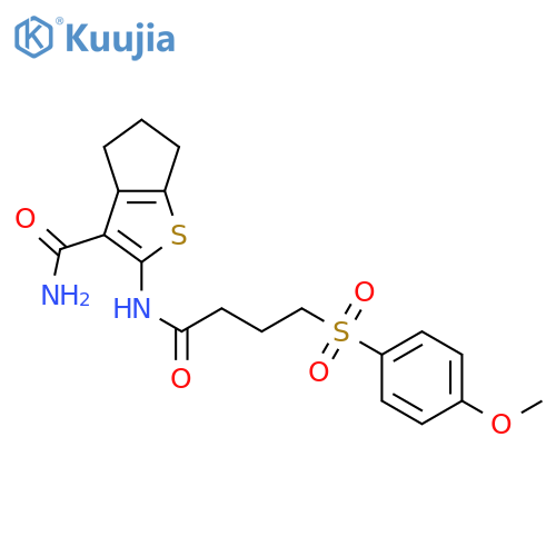 2-4-(4-methoxybenzenesulfonyl)butanamido-4H,5H,6H-cyclopentabthiophene-3-carboxamide structure