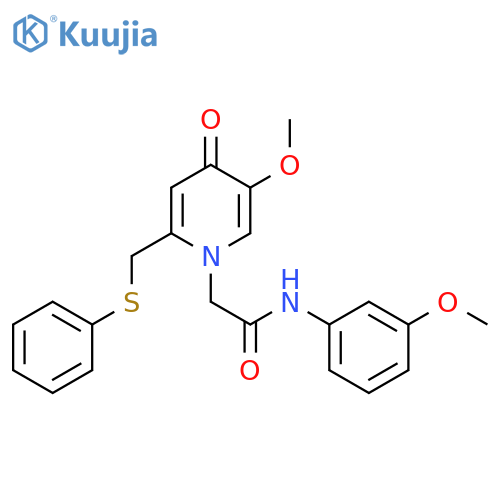 2-{5-methoxy-4-oxo-2-(phenylsulfanyl)methyl-1,4-dihydropyridin-1-yl}-N-(3-methoxyphenyl)acetamide structure