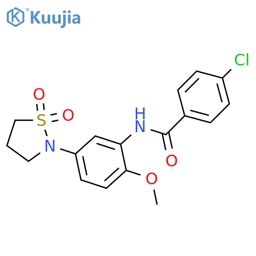 4-chloro-N-5-(1,1-dioxo-1lambda6,2-thiazolidin-2-yl)-2-methoxyphenylbenzamide structure