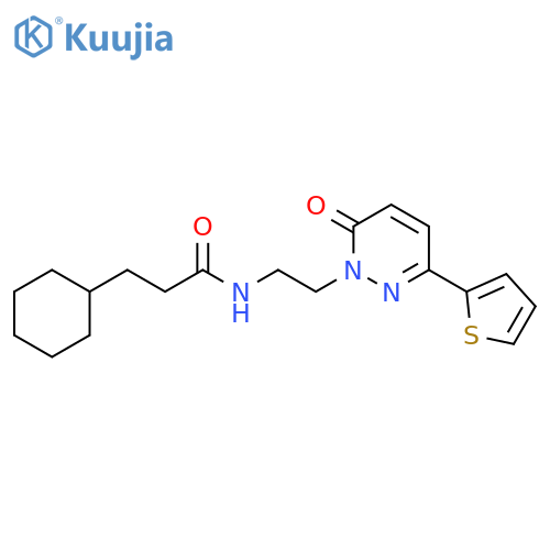 3-cyclohexyl-N-{2-6-oxo-3-(thiophen-2-yl)-1,6-dihydropyridazin-1-ylethyl}propanamide structure