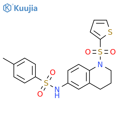 4-methyl-N-1-(thiophene-2-sulfonyl)-1,2,3,4-tetrahydroquinolin-6-ylbenzene-1-sulfonamide structure