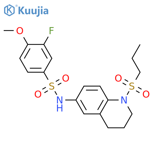 3-fluoro-4-methoxy-N-1-(propane-1-sulfonyl)-1,2,3,4-tetrahydroquinolin-6-ylbenzene-1-sulfonamide structure
