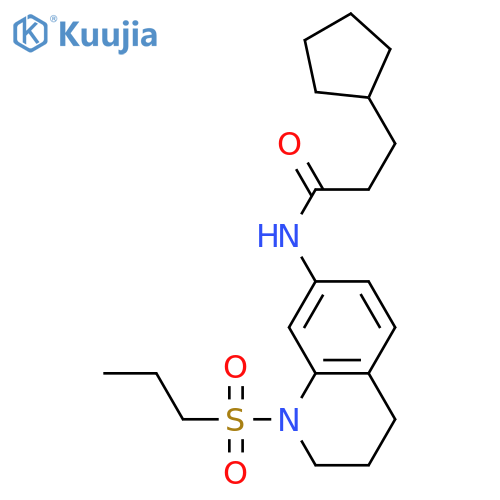 3-cyclopentyl-N-1-(propane-1-sulfonyl)-1,2,3,4-tetrahydroquinolin-7-ylpropanamide structure