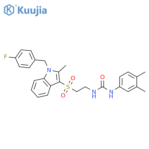 1-(3,4-dimethylphenyl)-3-2-({1-(4-fluorophenyl)methyl-2-methyl-1H-indol-3-yl}sulfonyl)ethylurea structure