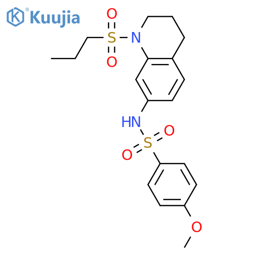 4-methoxy-N-1-(propane-1-sulfonyl)-1,2,3,4-tetrahydroquinolin-7-ylbenzene-1-sulfonamide structure