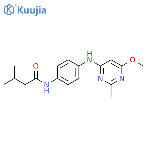 N-{4-(6-methoxy-2-methylpyrimidin-4-yl)aminophenyl}-3-methylbutanamide structure