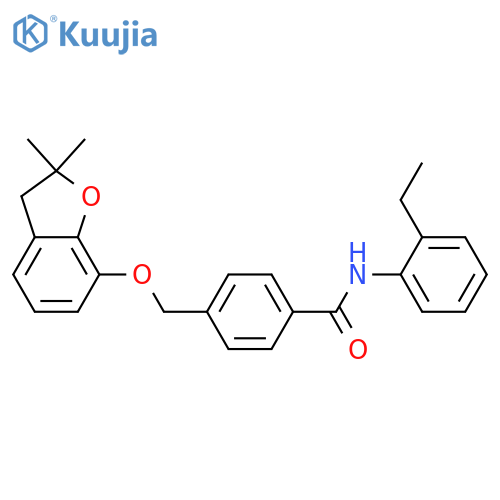4-{(2,2-dimethyl-2,3-dihydro-1-benzofuran-7-yl)oxymethyl}-N-(2-ethylphenyl)benzamide structure