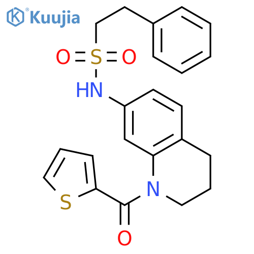 2-phenyl-N-1-(thiophene-2-carbonyl)-1,2,3,4-tetrahydroquinolin-7-ylethane-1-sulfonamide structure