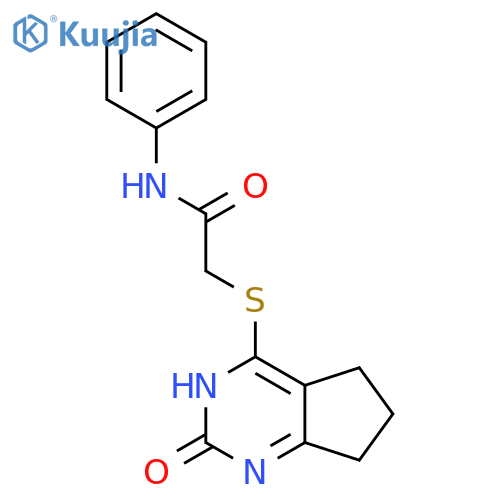 2-({2-oxo-1H,2H,5H,6H,7H-cyclopentadpyrimidin-4-yl}sulfanyl)-N-phenylacetamide structure