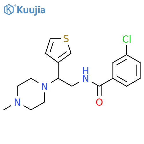3-chloro-N-2-(4-methylpiperazin-1-yl)-2-(thiophen-3-yl)ethylbenzamide structure