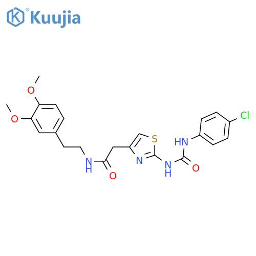 2-(2-{(4-chlorophenyl)carbamoylamino}-1,3-thiazol-4-yl)-N-2-(3,4-dimethoxyphenyl)ethylacetamide structure
