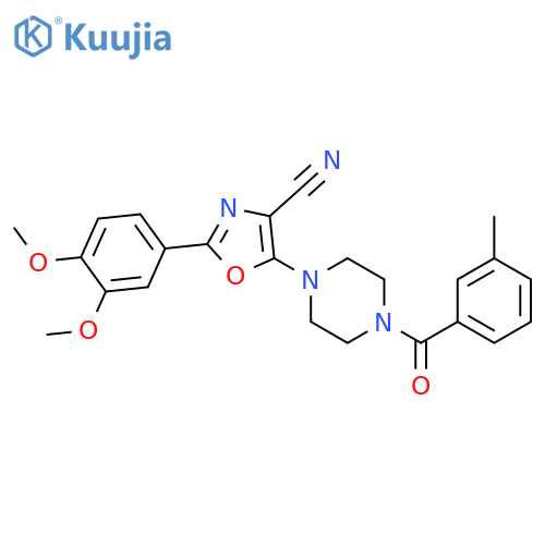 2-(3,4-dimethoxyphenyl)-5-4-(3-methylbenzoyl)piperazin-1-yl-1,3-oxazole-4-carbonitrile structure