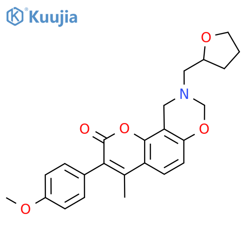 3-(4-methoxyphenyl)-4-methyl-9-(oxolan-2-yl)methyl-2H,8H,9H,10H-chromeno8,7-e1,3oxazin-2-one structure