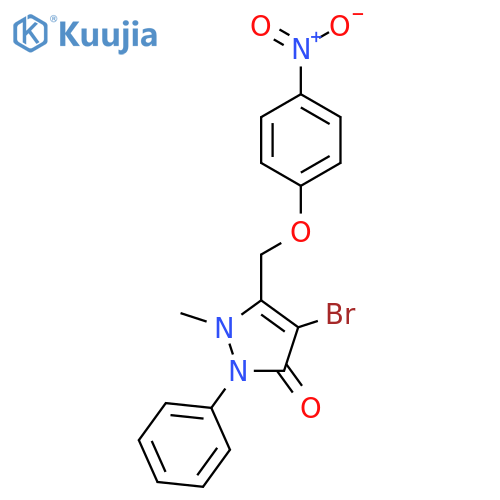 4-Bromo-2-methyl-3-((4-nitrophenoxy)methyl)-1-phenyl-3-pyrazolin-5-one structure
