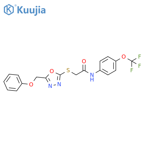 2-{5-(phenoxymethyl)-1,3,4-oxadiazol-2-ylsulfanyl}-N-4-(trifluoromethoxy)phenylacetamide structure