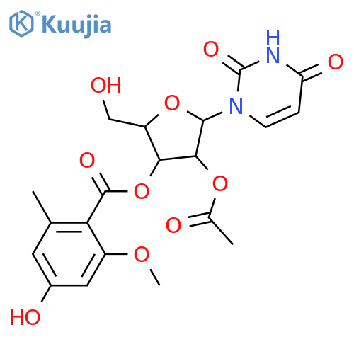 Uridine; 3'-O-(4-Hydroxy-2-methoxy-6-methylbenzoyl), 2'-Ac structure