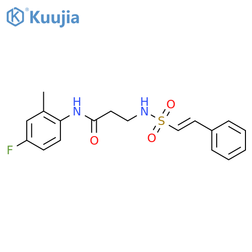 N-(4-fluoro-2-methylphenyl)-3-(2-phenylethenesulfonamido)propanamide structure
