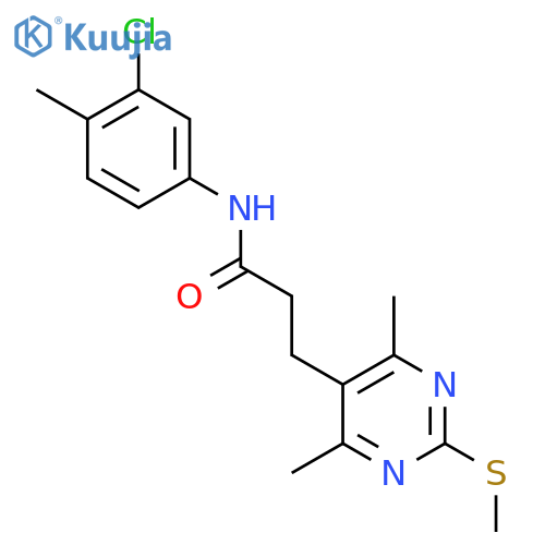 N-(3-chloro-4-methylphenyl)-3-[4,6-dimethyl-2-(methylsulfanyl)pyrimidin-5-yl]propanamide structure