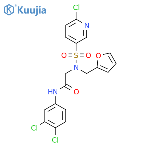 N-(3,4-dichlorophenyl)-2-{N-[(furan-2-yl)methyl]-6-chloropyridine-3-sulfonamido}acetamide structure
