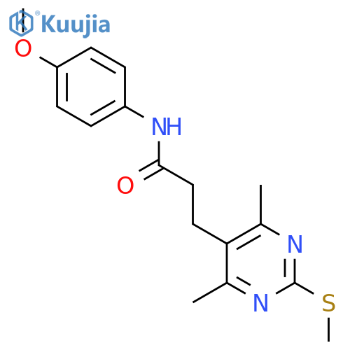 3-[4,6-dimethyl-2-(methylsulfanyl)pyrimidin-5-yl]-N-(4-methoxyphenyl)propanamide structure