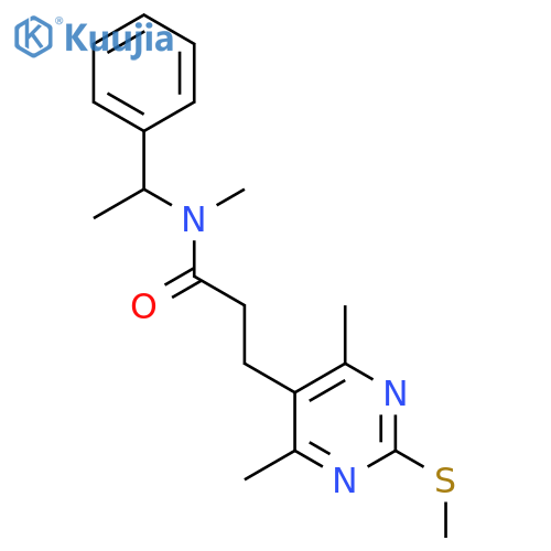 3-[4,6-dimethyl-2-(methylsulfanyl)pyrimidin-5-yl]-N-methyl-N-(1-phenylethyl)propanamide structure
