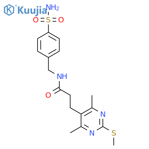 3-[4,6-dimethyl-2-(methylsulfanyl)pyrimidin-5-yl]-N-[(4-sulfamoylphenyl)methyl]propanamide structure