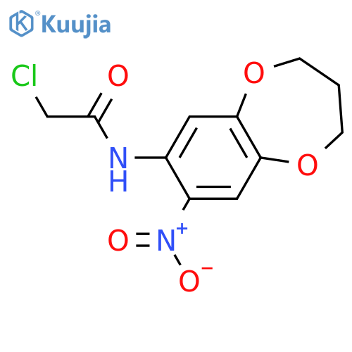 2-chloro-N-(8-nitro-3,4-dihydro-2H-1,5-benzodioxepin-7-yl)acetamide structure