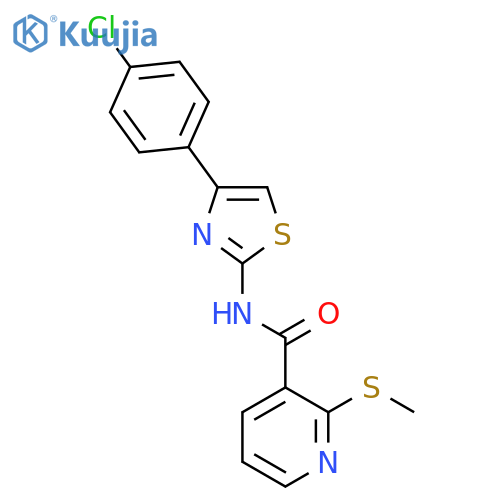 N-[4-(4-chlorophenyl)-1,3-thiazol-2-yl]-2-(methylsulfanyl)pyridine-3-carboxamide structure