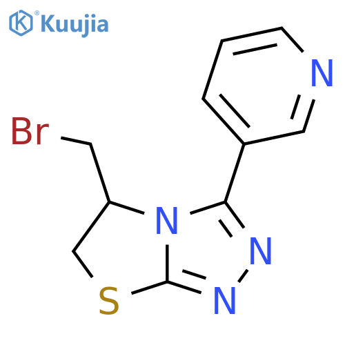 3-5-(bromomethyl)-5H,6H-1,2,4triazolo3,4-b1,3thiazol-3-ylpyridine structure