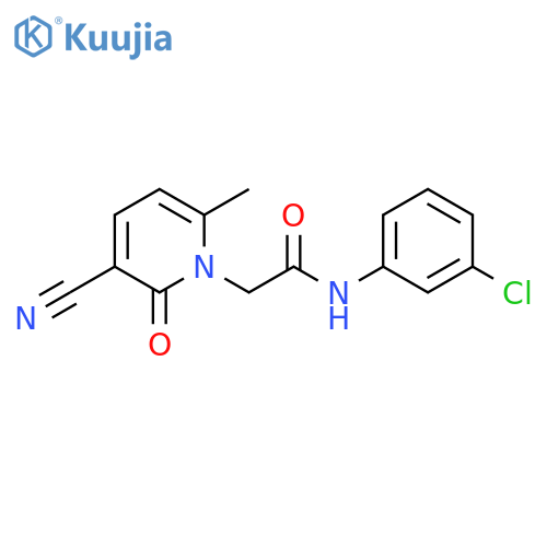 N-(3-chlorophenyl)-2-(3-cyano-6-methyl-2-oxo-1,2-dihydropyridin-1-yl)acetamide structure