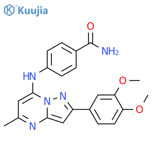 4-{2-(3,4-dimethoxyphenyl)-5-methylpyrazolo1,5-apyrimidin-7-ylamino}benzamide structure