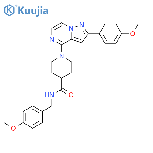 1-2-(4-ethoxyphenyl)pyrazolo1,5-apyrazin-4-yl-N-(4-methoxyphenyl)methylpiperidine-4-carboxamide structure