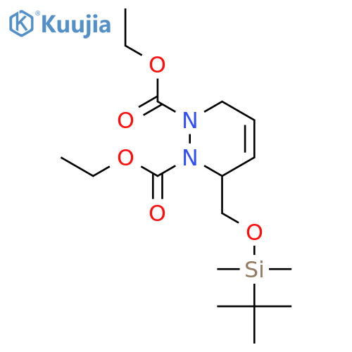 1,2-Pyridazinedicarboxylic acid, 3-[[[(1,1-dimethylethyl)dimethylsilyl]oxy]methyl]-3,6-dihydro-, 1,2-diethyl ester, (3S)- structure