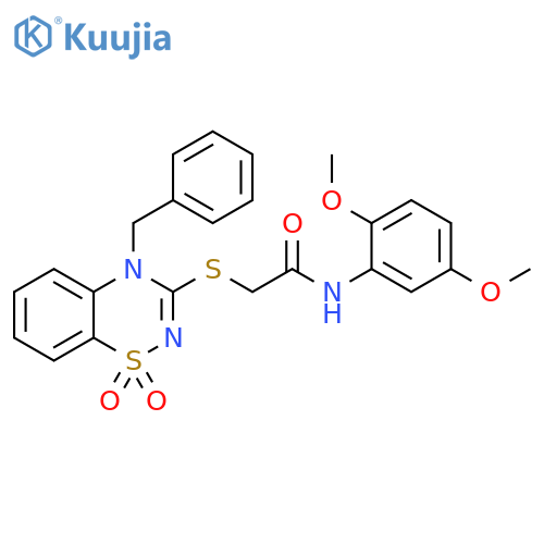 2-(4-benzyl-1,1-dioxo-4H-1lambda6,2,4-benzothiadiazin-3-yl)sulfanyl-N-(2,5-dimethoxyphenyl)acetamide structure