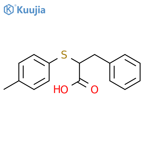 2-(4-methylphenyl)sulfanyl-3-phenylpropanoic acid structure