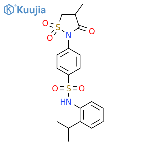 4-(4-methyl-1,1,3-trioxo-1lambda6,2-thiazolidin-2-yl)-N-2-(propan-2-yl)phenylbenzene-1-sulfonamide structure