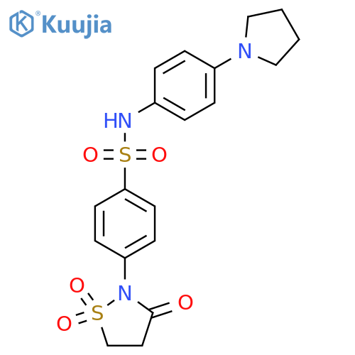 N-4-(pyrrolidin-1-yl)phenyl-4-(1,1,3-trioxo-1lambda6,2-thiazolidin-2-yl)benzene-1-sulfonamide structure