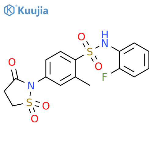 N-(2-fluorophenyl)-2-methyl-4-(1,1,3-trioxo-1lambda6,2-thiazolidin-2-yl)benzene-1-sulfonamide structure
