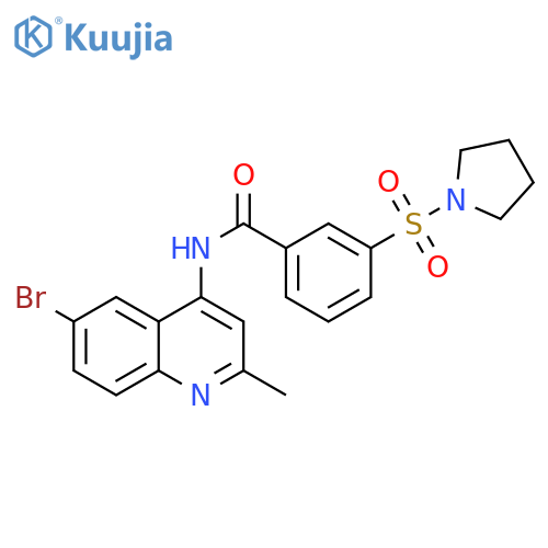 N-(6-bromo-2-methylquinolin-4-yl)-3-(pyrrolidine-1-sulfonyl)benzamide structure