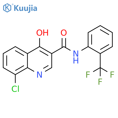 8-chloro-4-hydroxy-N-2-(trifluoromethyl)phenylquinoline-3-carboxamide structure