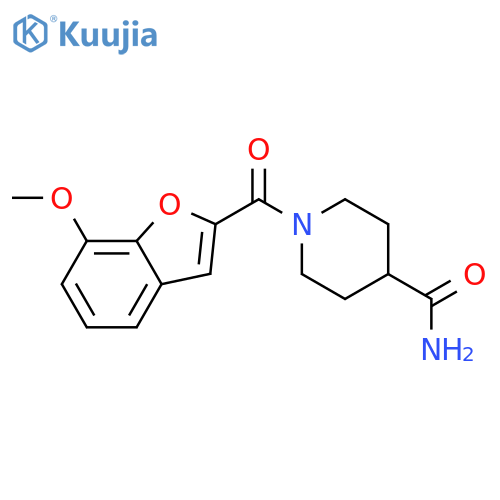 1-(7-methoxy-1-benzofuran-2-carbonyl)piperidine-4-carboxamide structure