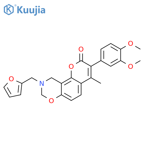 3-(3,4-dimethoxyphenyl)-9-(furan-2-yl)methyl-4-methyl-2H,8H,9H,10H-chromeno8,7-e1,3oxazin-2-one structure