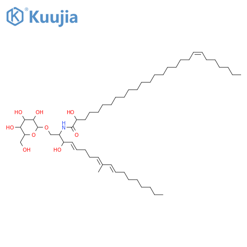 2-Amino-9-methyl-4,8,10-octadecatriene-1,3-diol; (2S,3R,4E,8E,10E)-form, N-(2R-Hydroxy-20Z-heptacosenoyl), 1-O-β-D-glucopyranoside structure