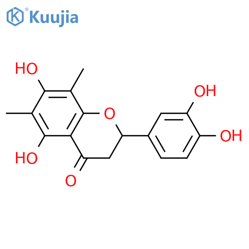 ()-2-(3,4-dihydroxyphenyl)-2,3-dihydro-5,7-dihydroxy-6,8-dimethyl-4-benzopyrone structure